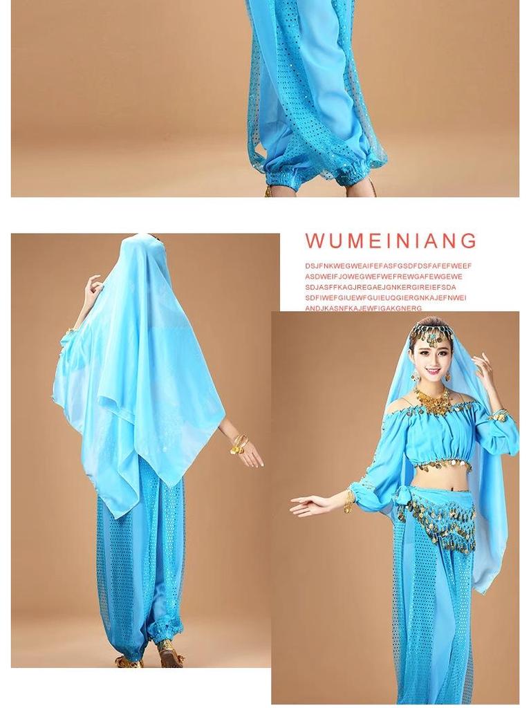 Женский индийский костюм для танца живота с длинным рукавом для выступлений и практики