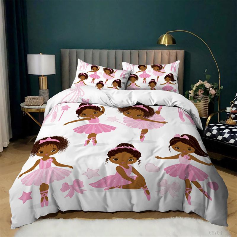 Пододеяльник для гимнастики с милым рисунком для девочек-балерин, комплект постельного белья из микрофибры, спортивный пододеяльник, размер Twin King для любителей гимнастики