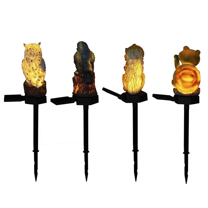 Садовая солнечная лампа с колышком в форме черепахи, совы, белки, птицы, уличный светильник для дорожек, украшение для цветочной клумбы, водонепроницаемый солнечный светильник