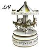 Handcrafted Musical Carousel Wooden Music Box with Rotating Merry-Go-Round Horses Wind-Up Figurine for Home Decor Birthday Christmas Gift,