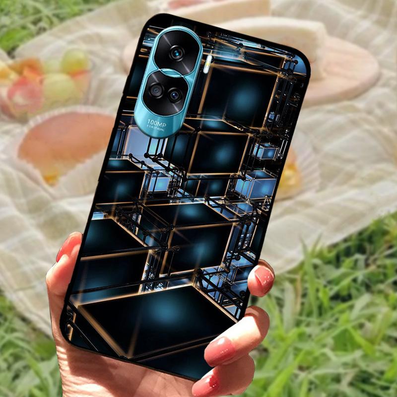 Чехол для Honor 90 Lite Honor90 Pro Силиконовый Расписной Мягкий Черный Чехол для Телефона Huawei Honor 90 Pro Оболочка 90Lite 5G Funda Coque