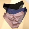 Бесшовные кружевные трусики, сексуальные удобные трусы для женщин, однотонное нижнее белье с низкой талией, нижнее белье из ледяного шелка для девочек