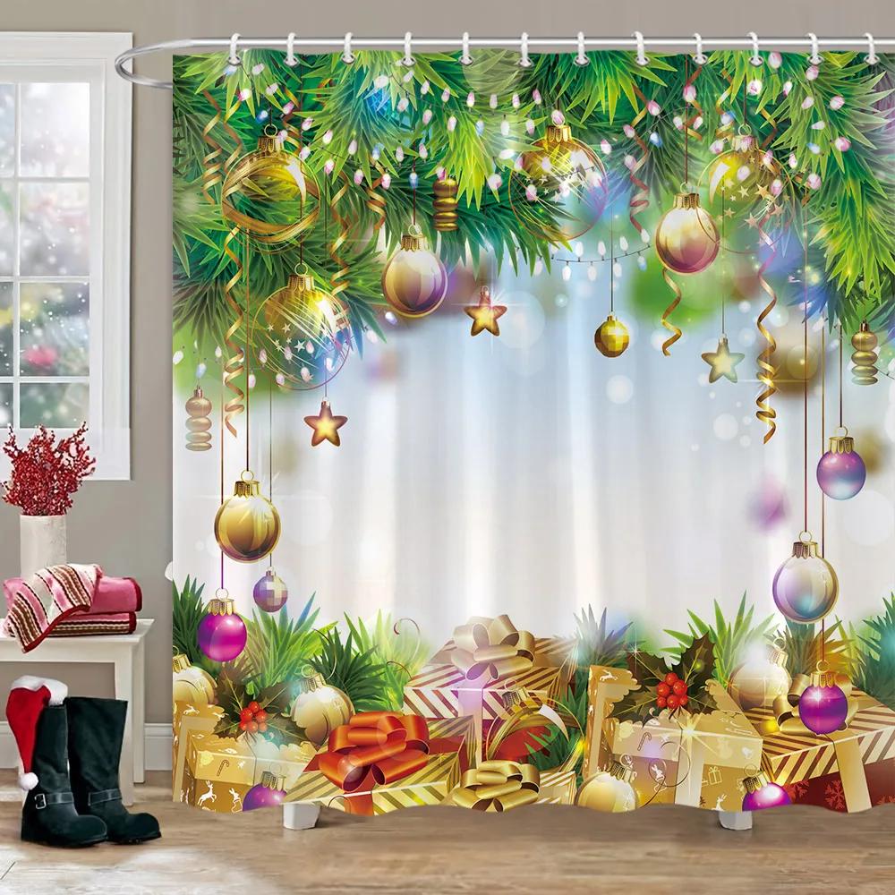 Рождественская занавеска для душа для ванной комнаты, деревенская рождественская занавеска для душа в деревенском доме, винтажная рождественская занавеска для душа для гостиной