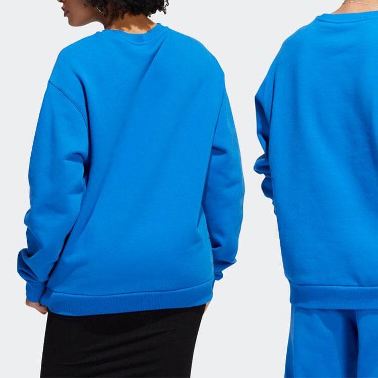 Adidas Оригинальный свитшот с круглым вырезом и вышитым логотипом в виде трилистника, свитшот унисекс, синий HK9869