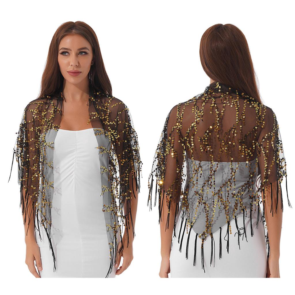Женские шалевые накидки с пайетками, топы с плечами для свадебных вечерних платьев
