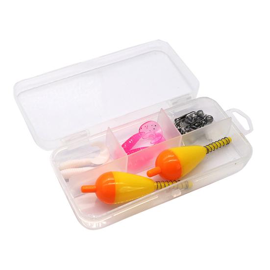 25Pcs/Set Beginner Fishing Kit with Curly Tail Bait Swivel Fishing Float Metal Barbed Hook Sinker Freshwater Saltwater Fishing Accessories