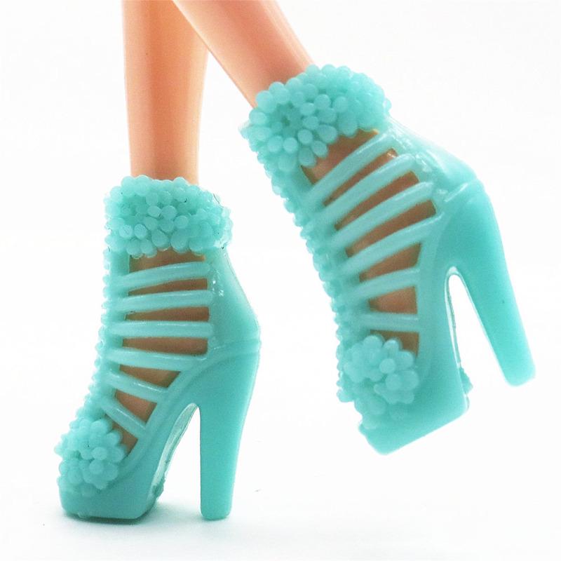 12 пар/компл., модные разноцветные сандалии в смешанном стиле, обувь на высоком каблуке, кукольные аксессуары, одежда