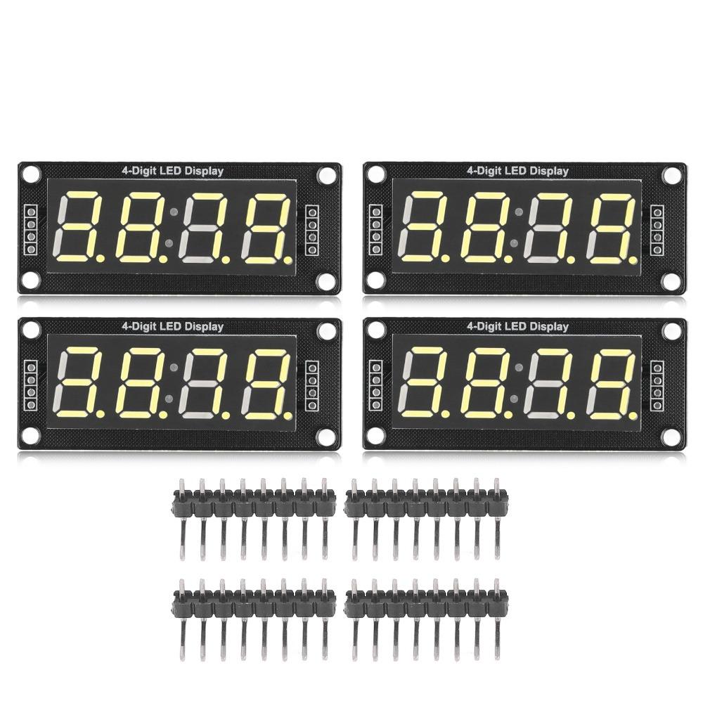 4 Sets 0.56in 4 Digit Digital Tube LED Display TM1637 7 Segments LED Display Board Multi-Color Options Includes 4 Pin Headers
