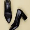 Черные женские кожаные туфли из натуральной кожи на каблуке из лакированной кожи