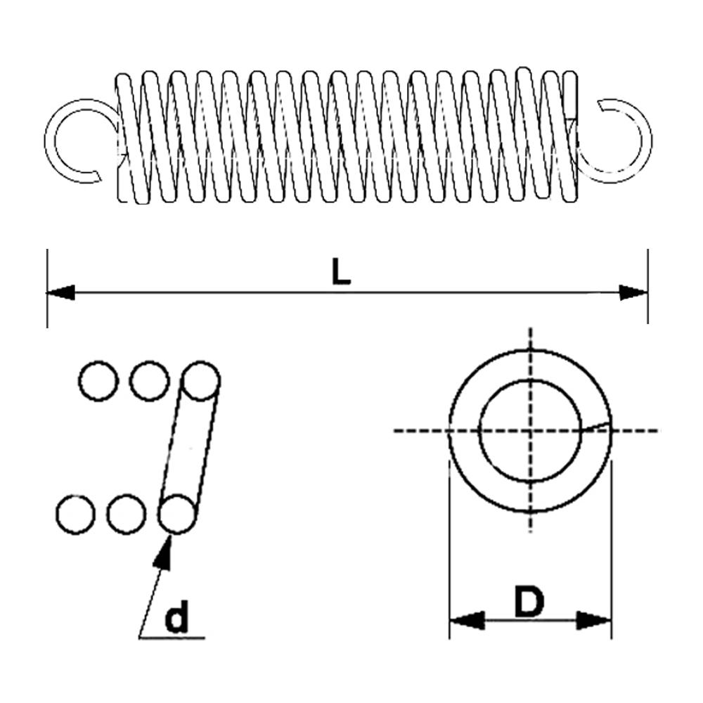 1PCS Pilates Allegros 2 Reformer Spring Pilates Reformer Music Wire Steel Tension Spring With Hook