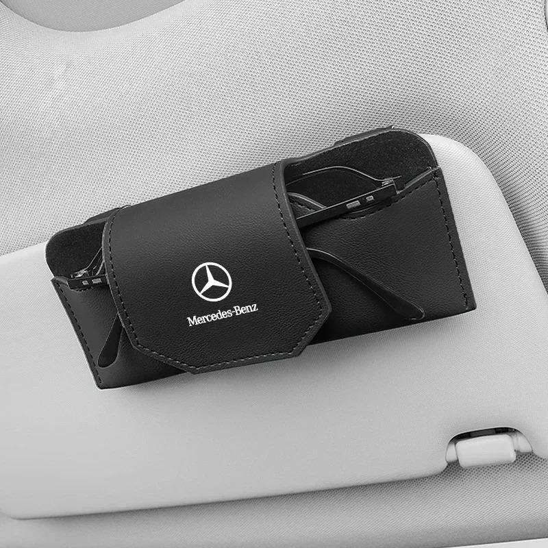 Car Sun Visor Glasses Storage Box Sunglasses Clip Organizer Holder For Mercedes Benz AMG A C E V Class W201 W210 W108 W204 W205 DQRST1