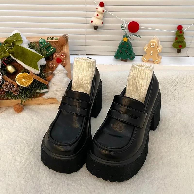 Женская обувь 2024 Горячая распродажа Слипоны Женские туфли-лодочки Осень Круглый носок Однотонные Мэри Джейн Высокие каблуки Водонепроницаемые Туфли-лодочки Женские