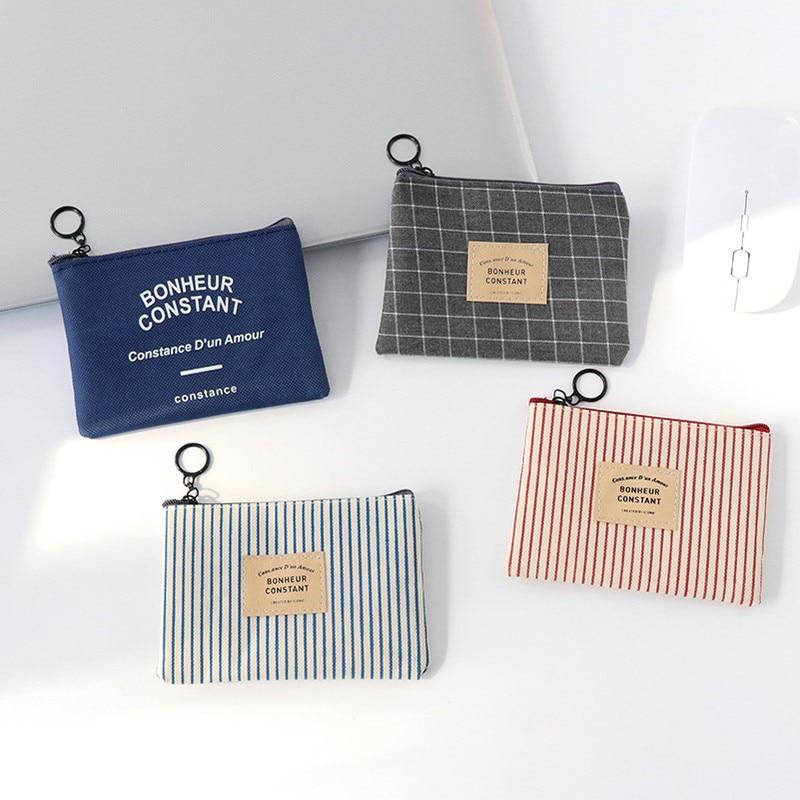 1PC Unisex Canvas Purse Card Key Mini Purse Pouch Small Zipper Coin Purse Card Holder Wallet