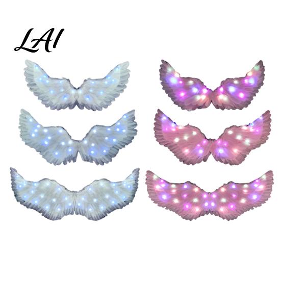 Feather Wings for Adults LED Light Up Angel Costume Kids Stage Performance Glowing Fairy Wings Halloween Cosplay Party Props Theatre