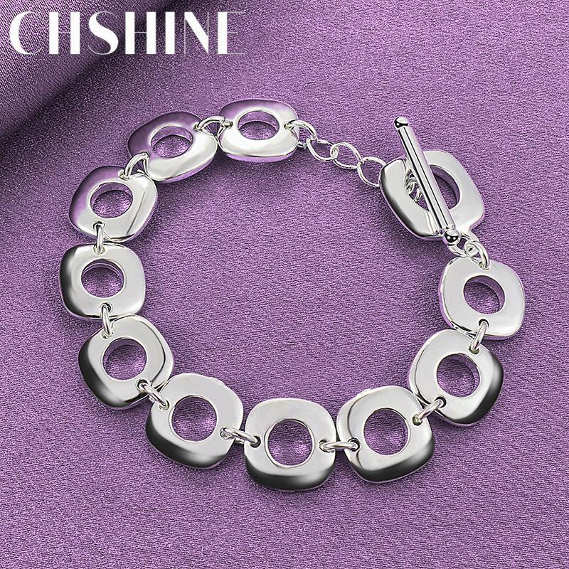 CHSHINE Браслет-цепочка из стерлингового серебра 925 пробы с круглым кольцом для женщин, высококачественное модное шармовое украшение