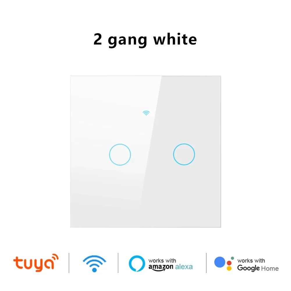 EU/US Smart Switch Alexa RF433 No Neutral Tuya Control Works With Google 1/2/3 Gang Smart Life Home Light WiFi Touch Switches