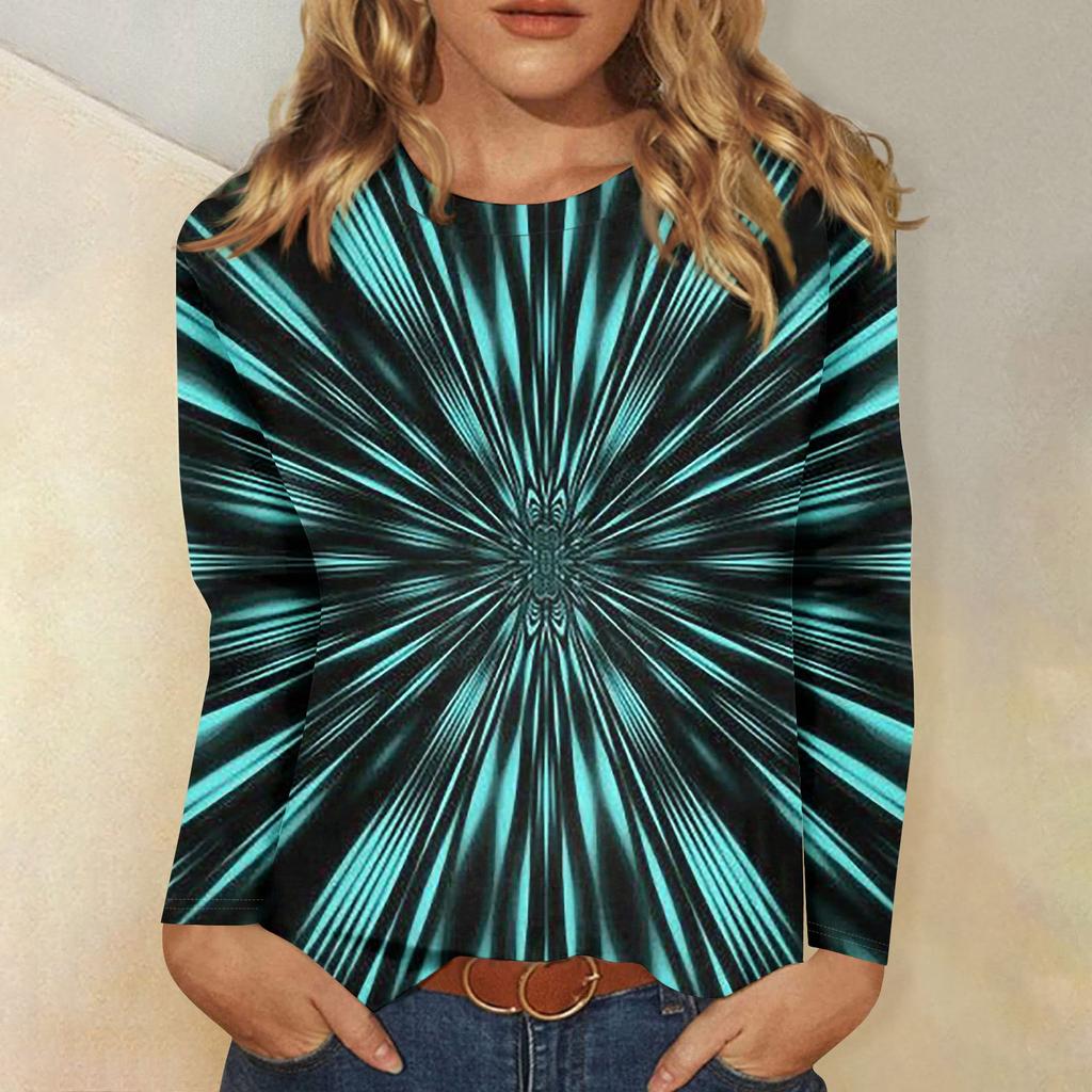 Long Sleeve Shirts For Women Cute Print Graphic Tees Blouses Casual Plus Size Basic Tops Pullover