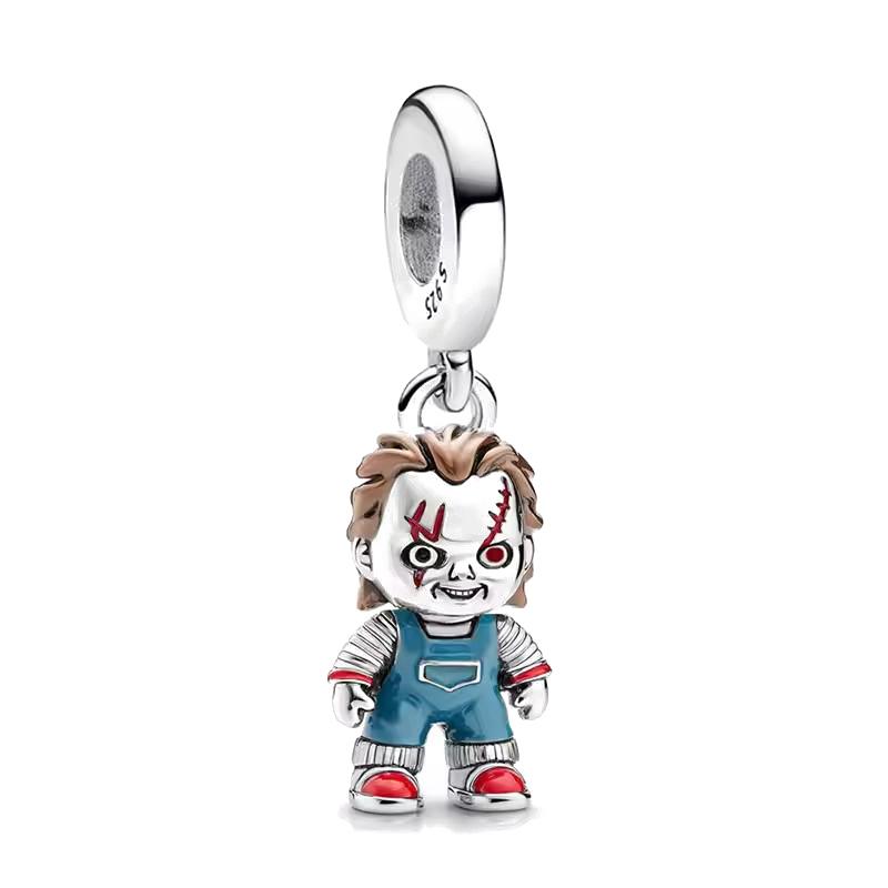 Fashionable 925 Silver Mickey Minnie Stitch Dangle Charms Bracelet Enamel Cartoon DIY Jewelry Gift