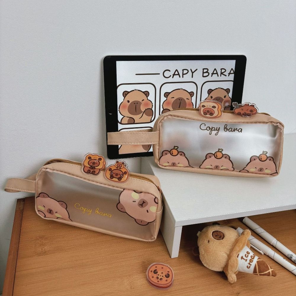 PVC Capybara Pencil Bag Kawaii Stationery Bag Desktop Organizer Cartoon Pen Bag  Student