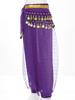Girls Elegant Belly Dance Pants Sequin Embellished Chiffon Fabric Elastic Waist Beaded Tassels Performance Wear