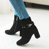 Fashion Large Size Round Toe Square Heel For Women Boots Fashion Buckle Ankle Boots Women Shoes Zipper Cheap High Heel Boots Woman 31-43