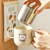 Милая кружка из нержавеющей стали 304 с ручкой, мультяшная посуда для напитков, многоразовая двухслойная чашка для воды, съемная детская кружка для питья