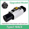 EVqiaoyi Тип 2 на NACS Адаптер для электромобилей 32А 7кВт от IEC62196-2 Столбик к Конвертеру зарядки электромобилей Tesla для Tesla Model 3/Y/S/X