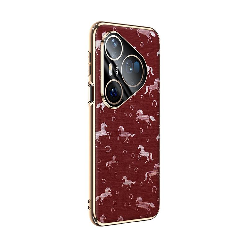 Применимо к чехлу для мобильного телефона Huawei pura80pro, гальванизированный конь p70pro, объектив, всесторонний, защита от падения, 80ultra, кожаный чехол