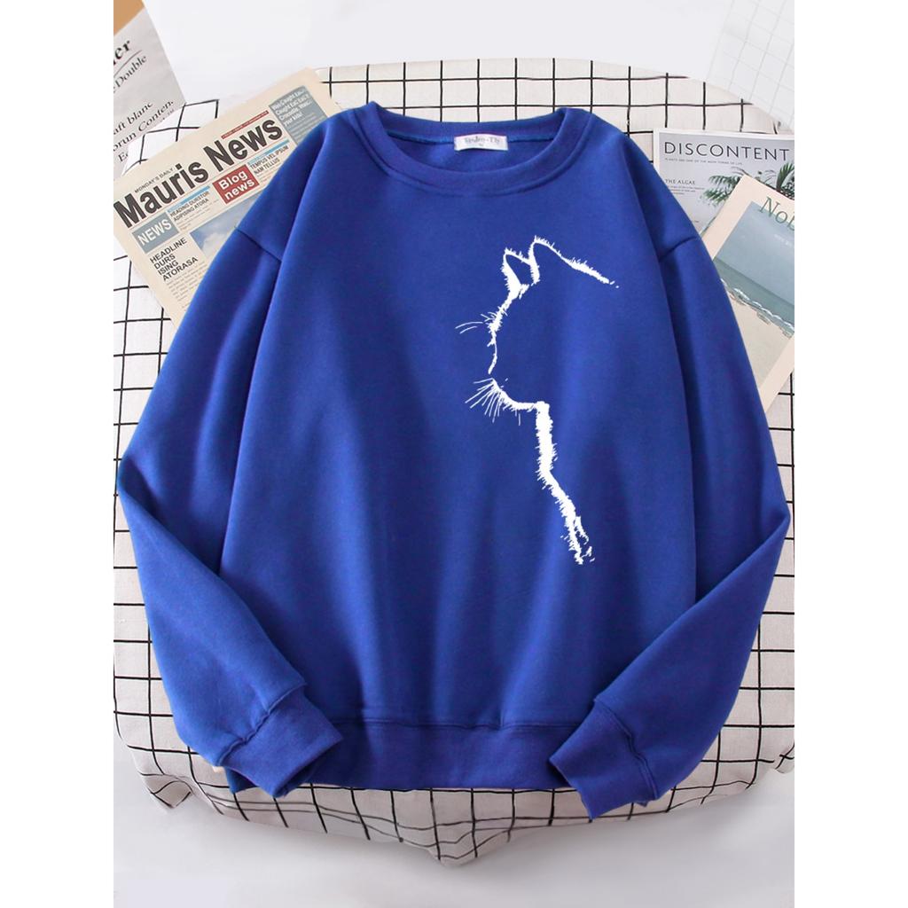 Simple Strokes Of Cat Pet Print Hoody Womens Shoulder Drop All-match Hoodies Simple S-4XL Hoodie Street Quality Clothing Female