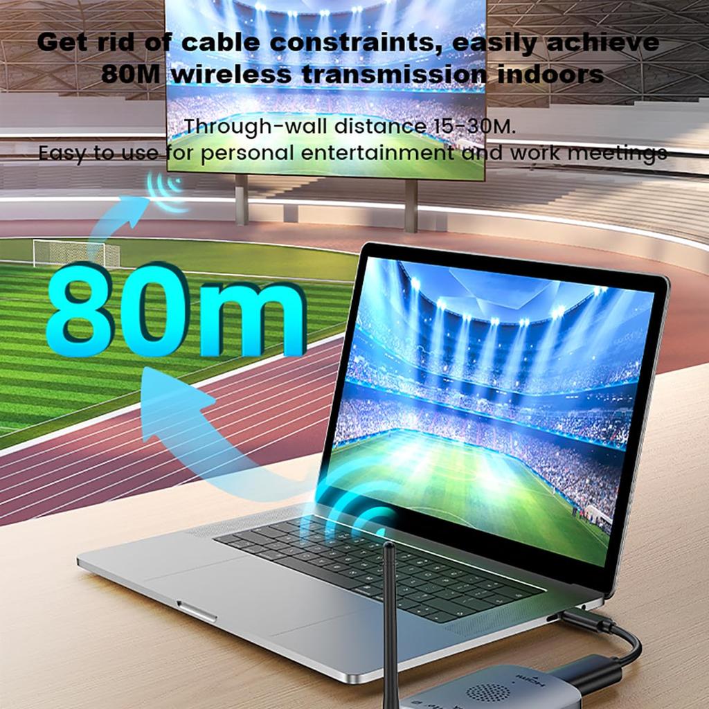Eppfun Long Distance Wireless HDMI 4K Wireless Set 80m Stable Transmission Video Audio Synchronization Output for Conference Projector