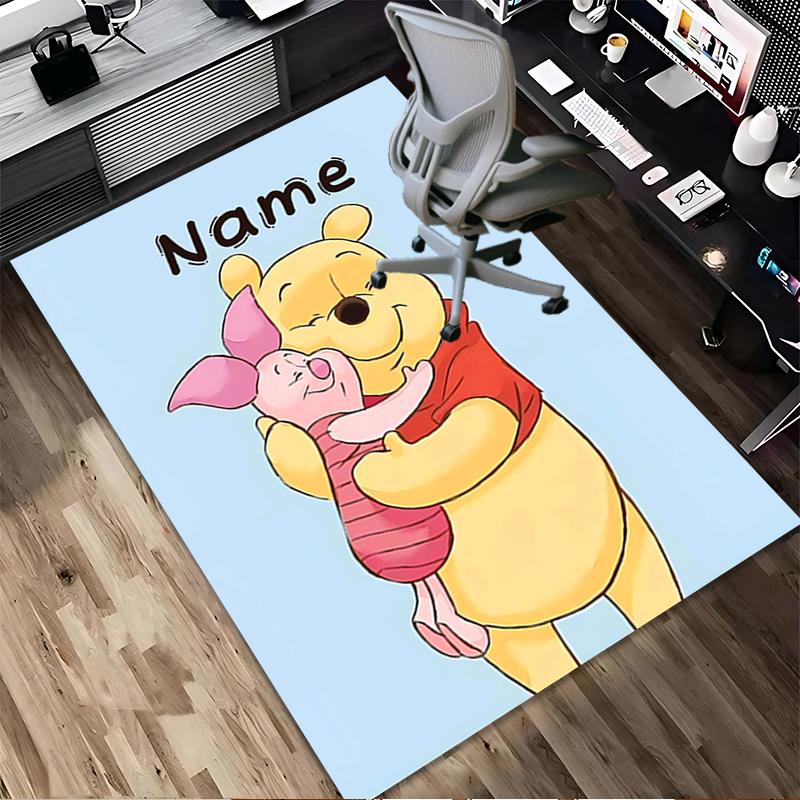 Custom Name Pooh Bear Living Room Non-Slip Area Rug Soft Carpet for Bedroom Kids Playroom Sofa Office Home Decor Doormat