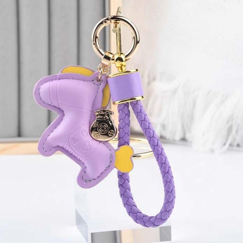 Cartoon Style Zodiac Pony PU Cute Design Candy Color Pony PU Keychain Lucky Mascot Hanging Decor Horse PU Pendants