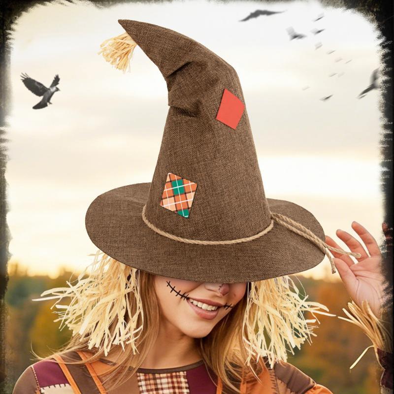 Lightweight Halloween Witch Hat Soft Scarecrow Costume Hat for Adult Cosplay Festival Theme Party Fancy Dress Props