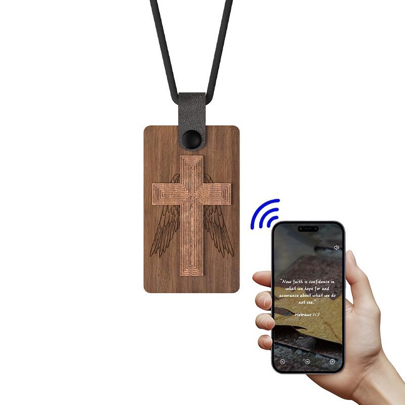 Деревянный крест-подвеска в европейском и американском стиле с NFC для Tap-to-Connect.