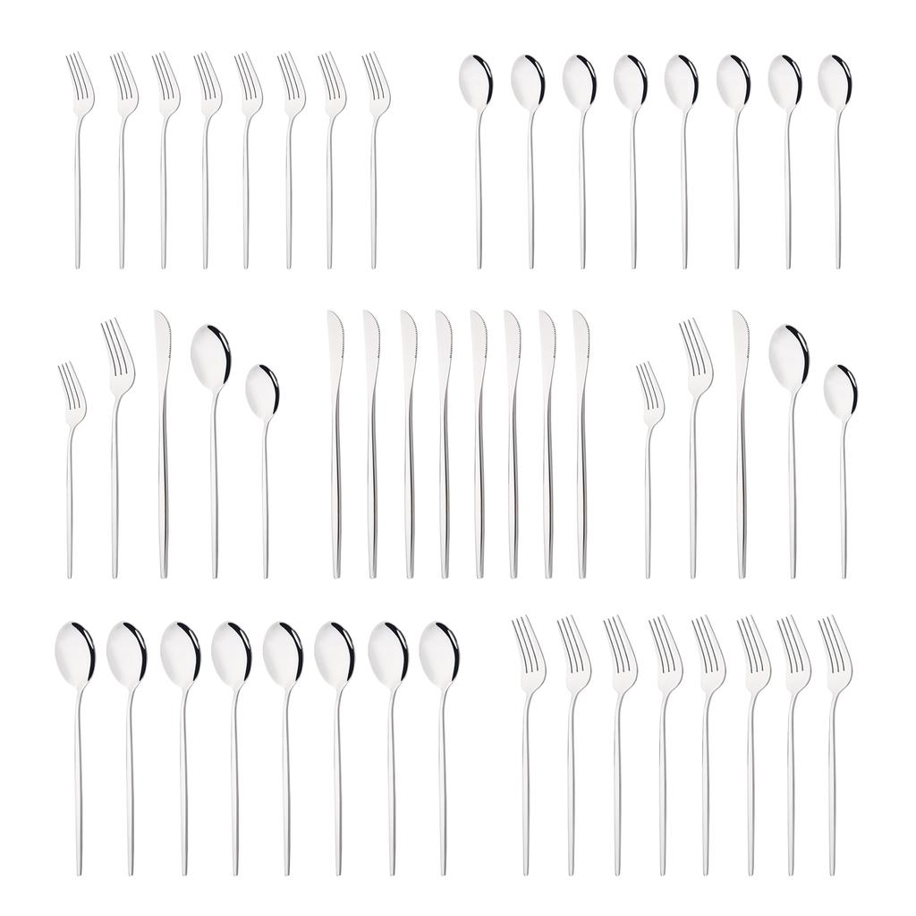 10 человек, черные, серебряные столовые приборы, набор столовых приборов, нож, десертная вилка, ложка, столовая посуда, набор посуды из нержавеющей стали, вечерние кухонные инструменты