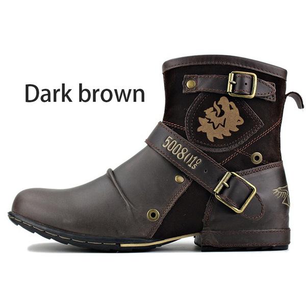 Fashion Men Outdoor Ankle Boots Vintage Booties Breathable Male Motorcycle Boots Fashion Shoes Big Size Leather Boots