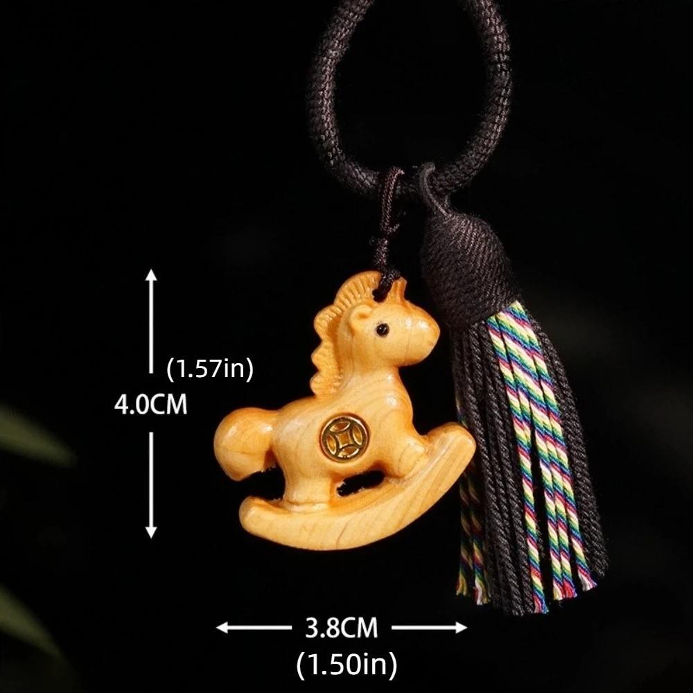 Wooden Mobile Phone Chain Traditional Zodiac Key Ring Neck Pendant Horse Pendant Year of The Horse