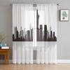 Business City Scenery New York Black And White Chiffon Sheer Curtains for Living Room Bedroom Decor Window Voiles Tulle Curtain