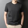 Мужская облегающая однотонная футболка с коротким рукавом, 100% хлопок, 220 г, дышащая и модная
