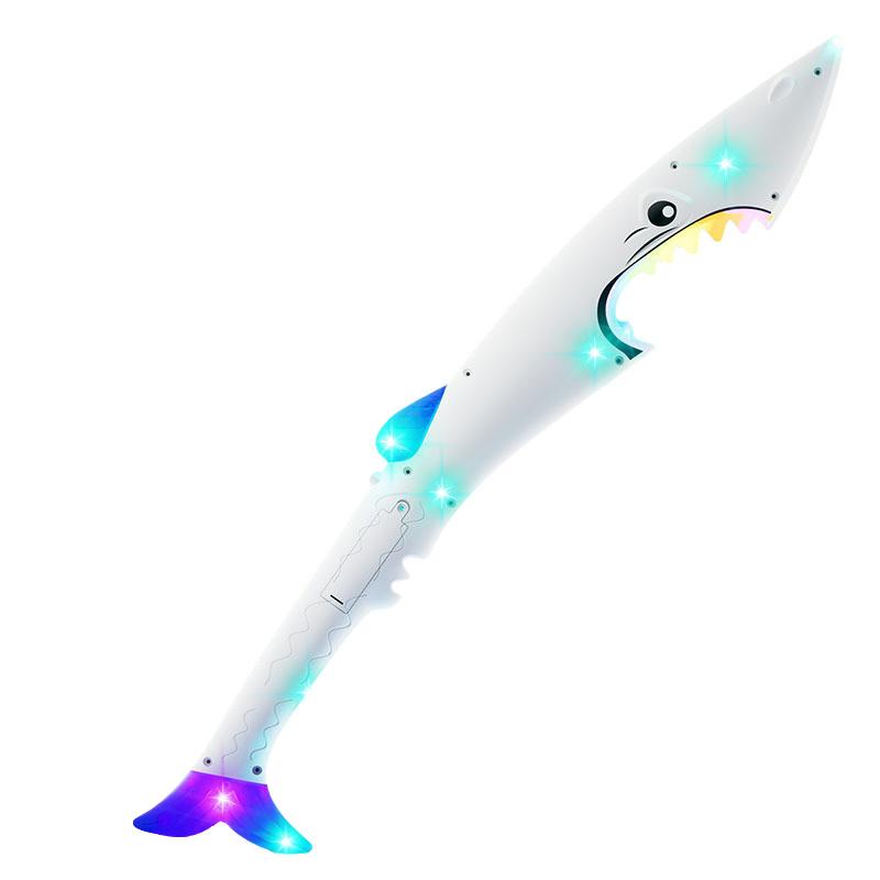 Светящийся в темноте игрушечный нож-акула с красочными звуковыми эффектами и мигающей палочкой для развлечений на ночном рынке оптом