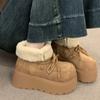 Ретро короткие голенища толстая подошва зимние женские новые 2025 флис утолщенные и высокие новые термо хлопковые ботинки