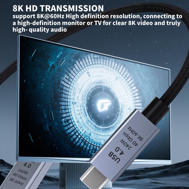 USB4 USB Type C кабель 240 Вт мобильный телефон провод для быстрой зарядки для Samsung Iphone 40 Гбит / с Thunderbolt 4 3 передача данных USB C для портативного мобильного диска