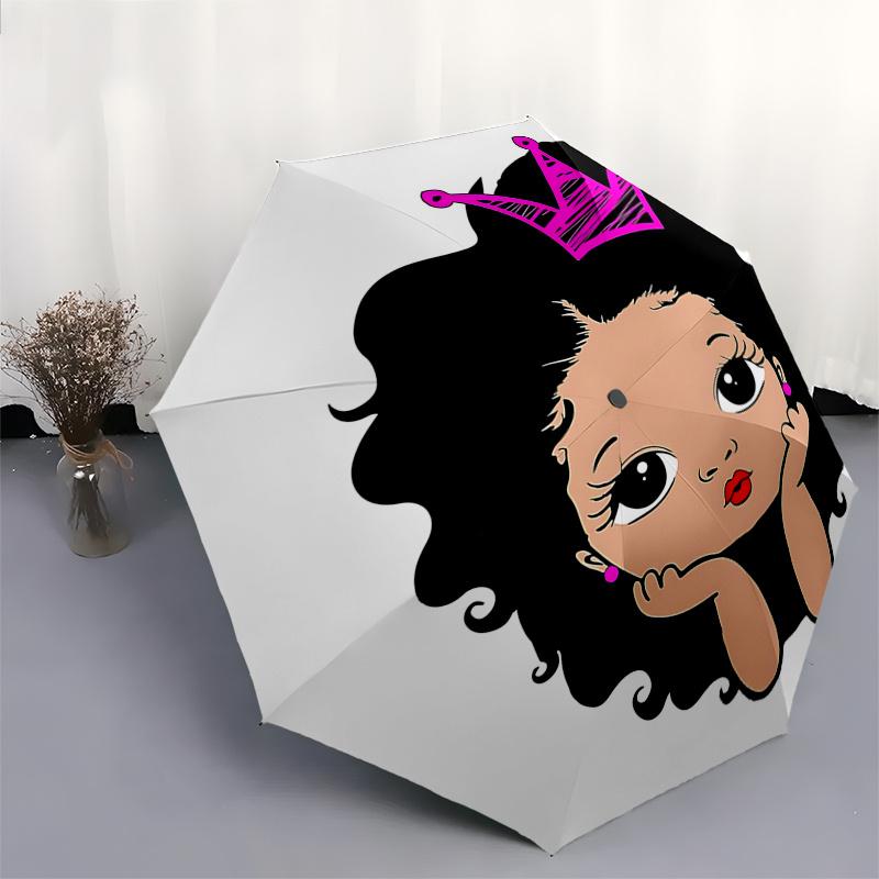 Princess Crown Outdoor Umbrella - Automatic Opening & Closing, Foldable Design, 8-Rib Iron Frame, Perfect for Fans and Travelers, Ideal Gift