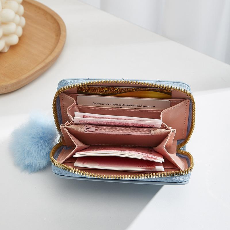 Новый короткий женский кошелек с одним замком-молнией, вышитый кошелек, свежий и милый модный клатч для женщин, один