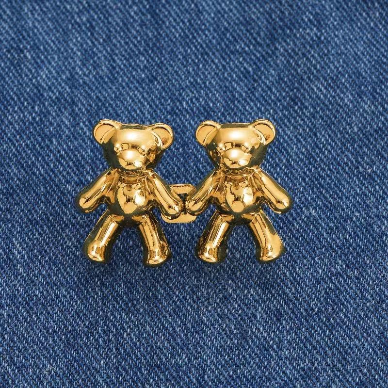 Пряжка Bear Buckle Регулируемая для джинсов, брюк, утягивающая талию, съемная пряжка из сплава, крючок для джинсов, брюк, талии, аксессуаров для одежды