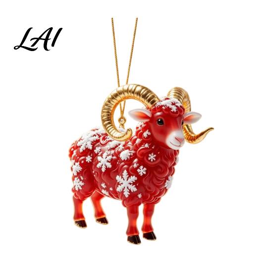 Durable Acrylic Ornament Goat Christmas Tree Pendant Hanging Ornament Not Easy to Fade Decorative Charms for Holiday And Car Decoration
