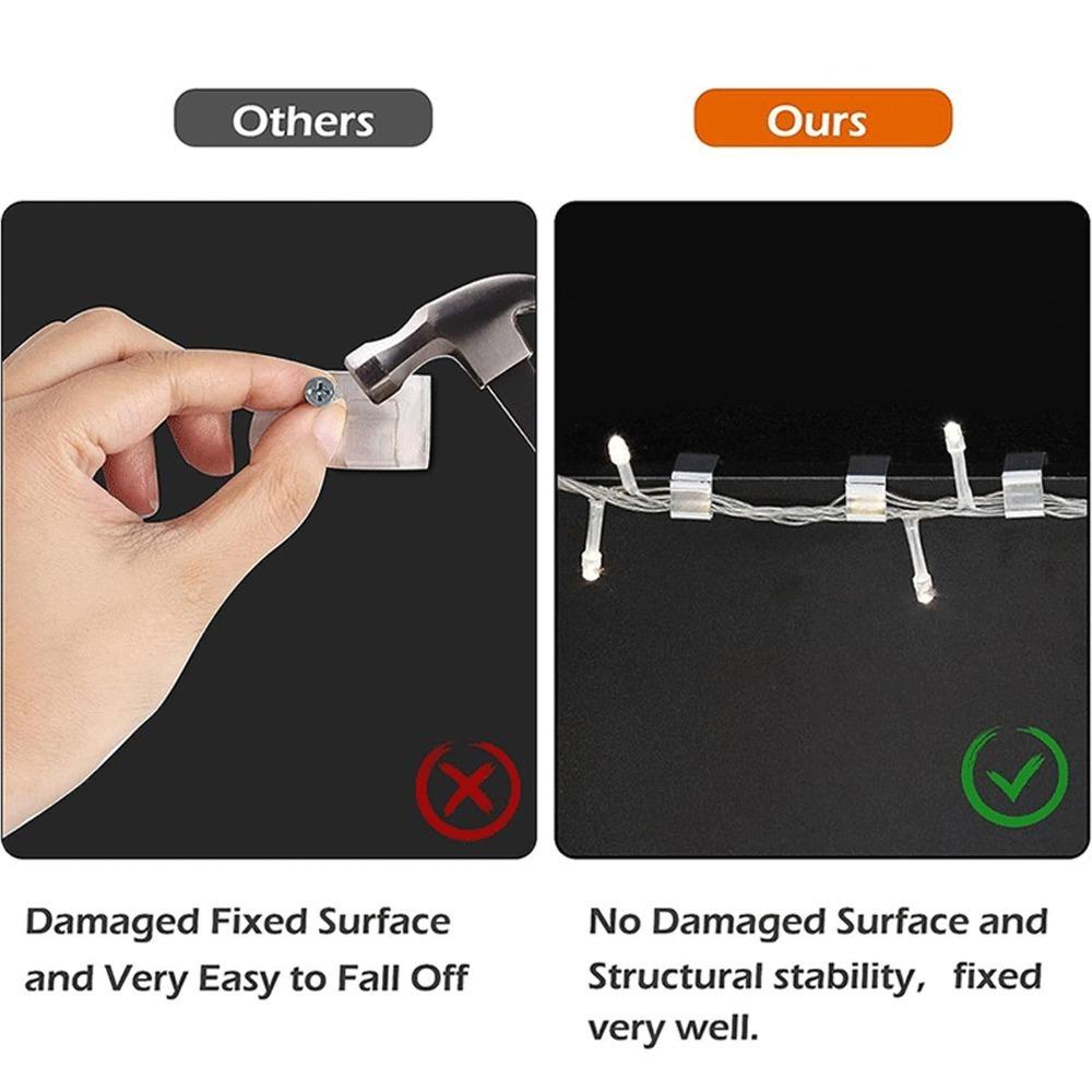50pcs Stainless Steel Gutter Hooks 0.9x0.6in/0.8x0.6in Outdoor Light Clips Home Decoration