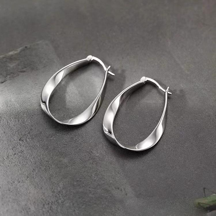 Xiaomi BF CLUB 925 Sterling Silver Earrings For Women Trendy Simple Oval Twist Earring Jewelry Prevent Allergy Party Accessories