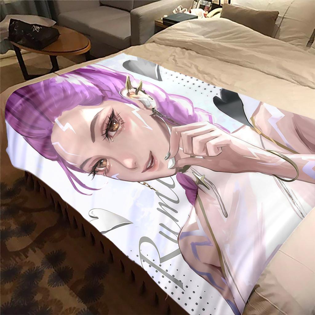 KPop Demon Hunters Rumi Print Flannel Blanket, Warm Comfortable for Bedrooms, Sofas, Beds -HYQ21