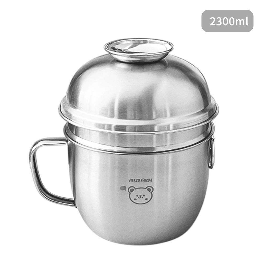 Двухслойный ланч-бокс из нержавеющей стали 304 с крышкой, портативные контейнеры для еды большой емкости, подогреваемая миска для лапши рамэн